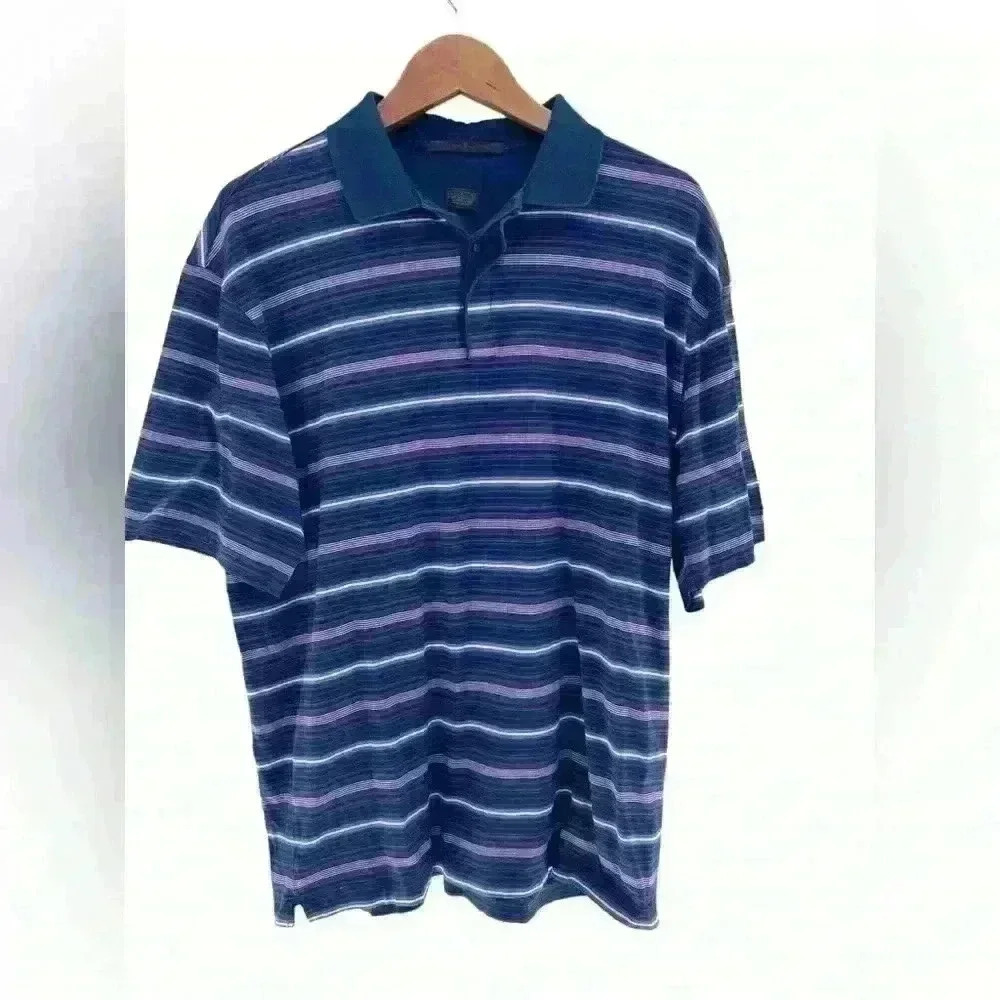 Tiger Woods Collection Golf Polo Men’s Purple Stripe Size Large